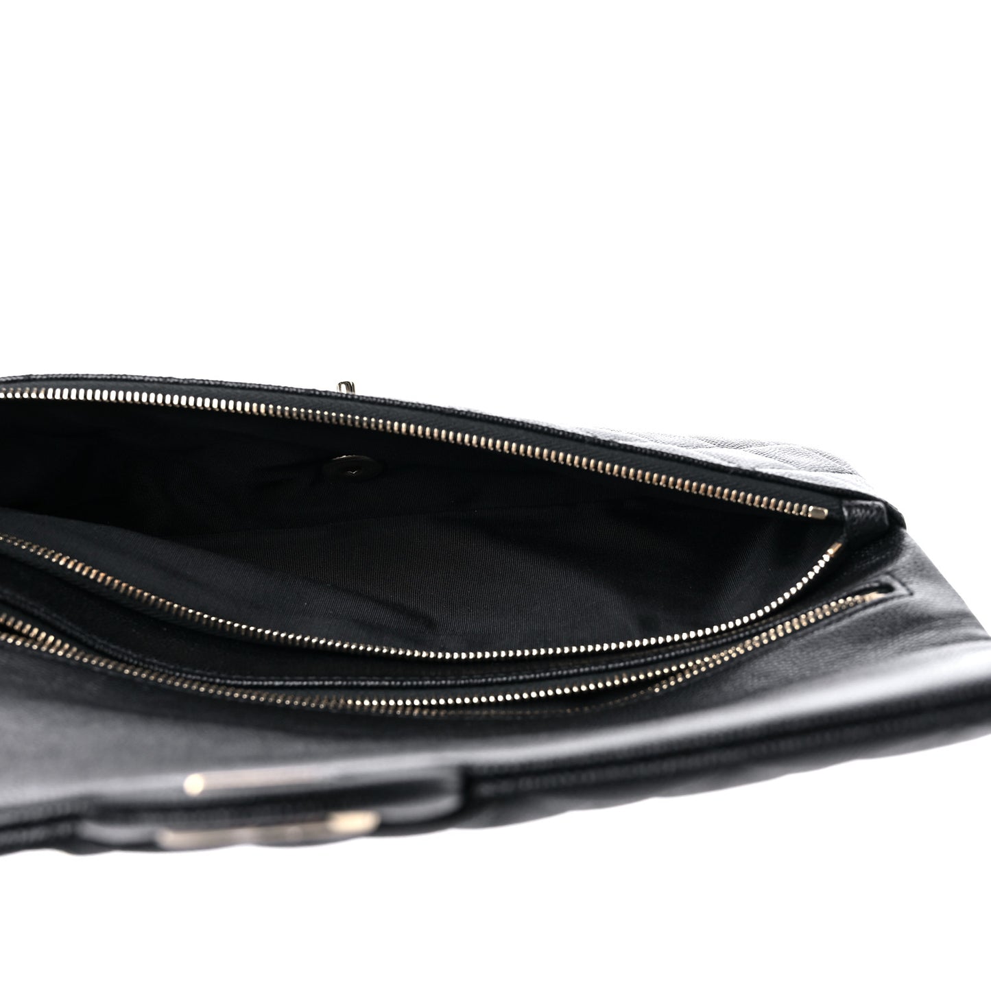 Caviar Quilted Flap Clutch Black