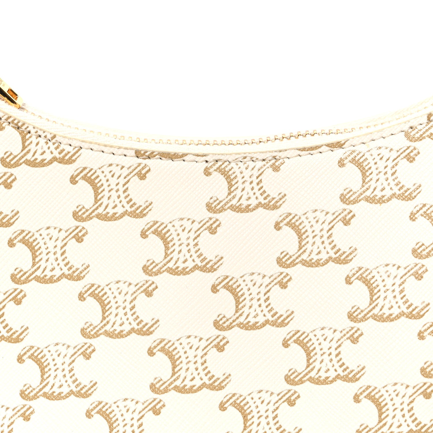 Celine Canvas Calfskin Ava Triomphe Shoulder Bag White 9 of 11