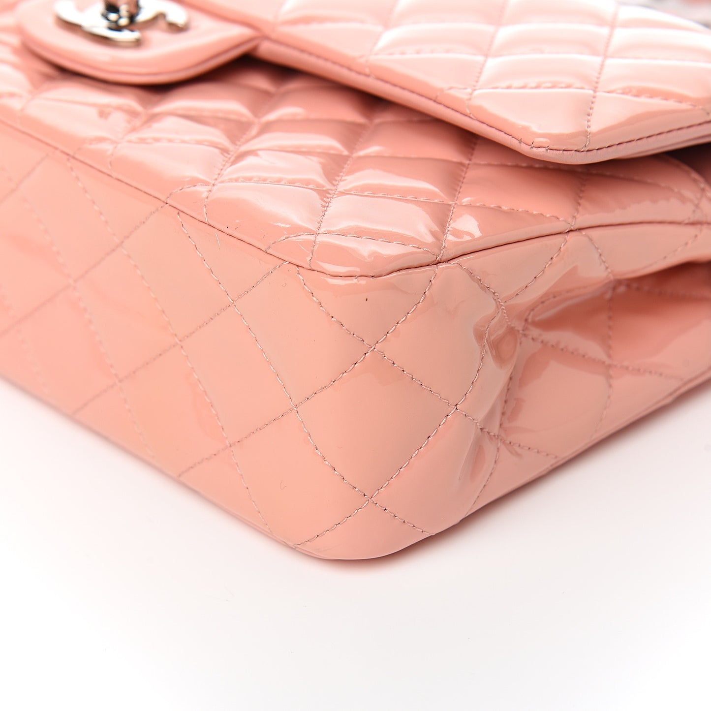 Patent Quilted Medium Double Flap Light Pink
