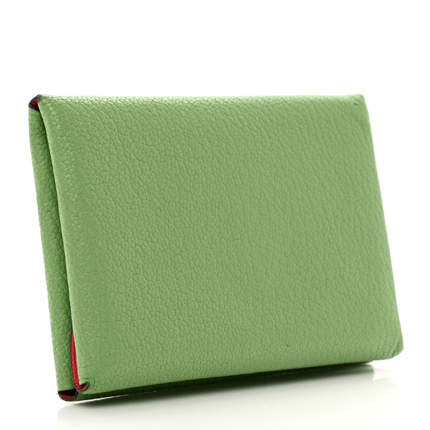 Hermes Chevre Mysore Verso Calvi Duo Card Case Vert Criquet Rose Lipstick 3 of 9