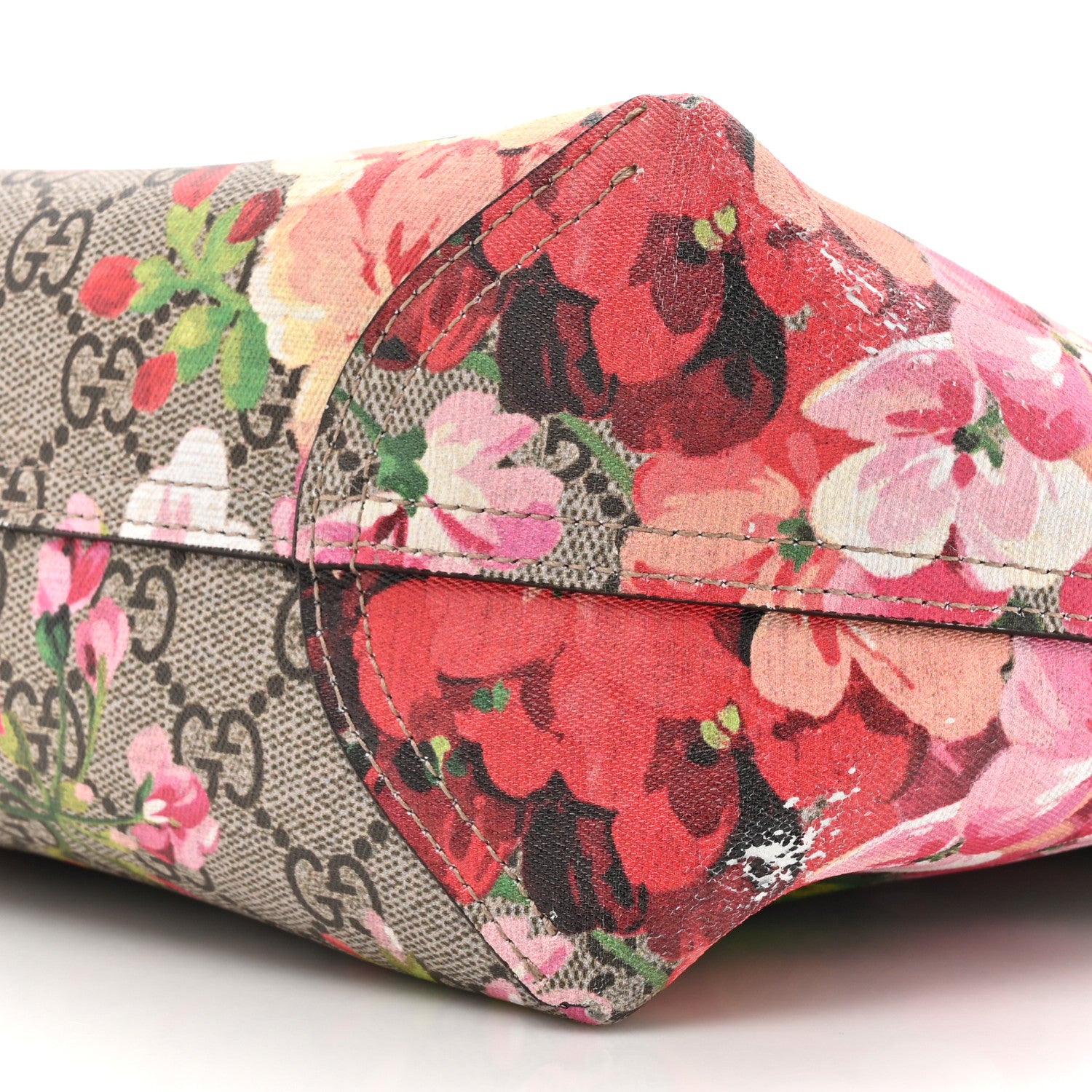 Gucci GG Supreme Monogram Blooms Small Reversible Tote Beige Multicolor Dry Rose 12 of 24