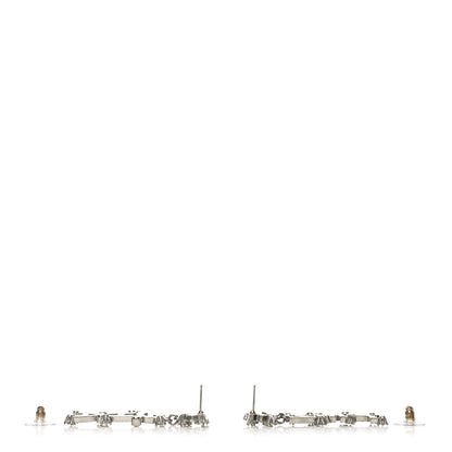 Chanel Crystal Cha-Nel Logo Drop Earrings Silver 3 of 4