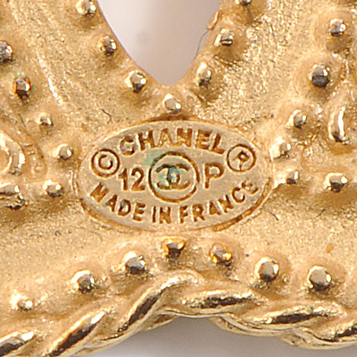 Chanel CC Drop Earrings Matte Gold 4 of 5