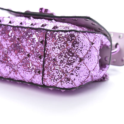 Valentino Garavani Glitter Micro Rockstud Spike Shoulder Bag Water Lilac 9 of 10