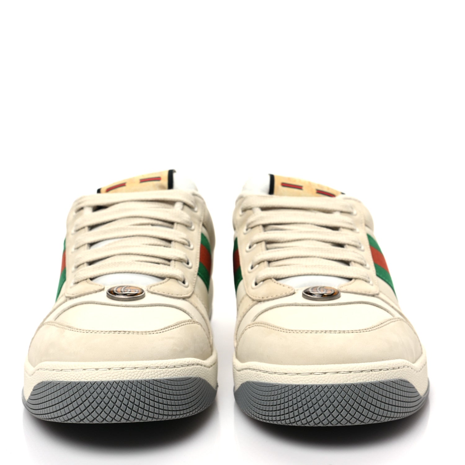 Gucci Nylon Nubuck Web Womens Screener Sneakers 40 Mystic White Dusty Milk 2 of 11