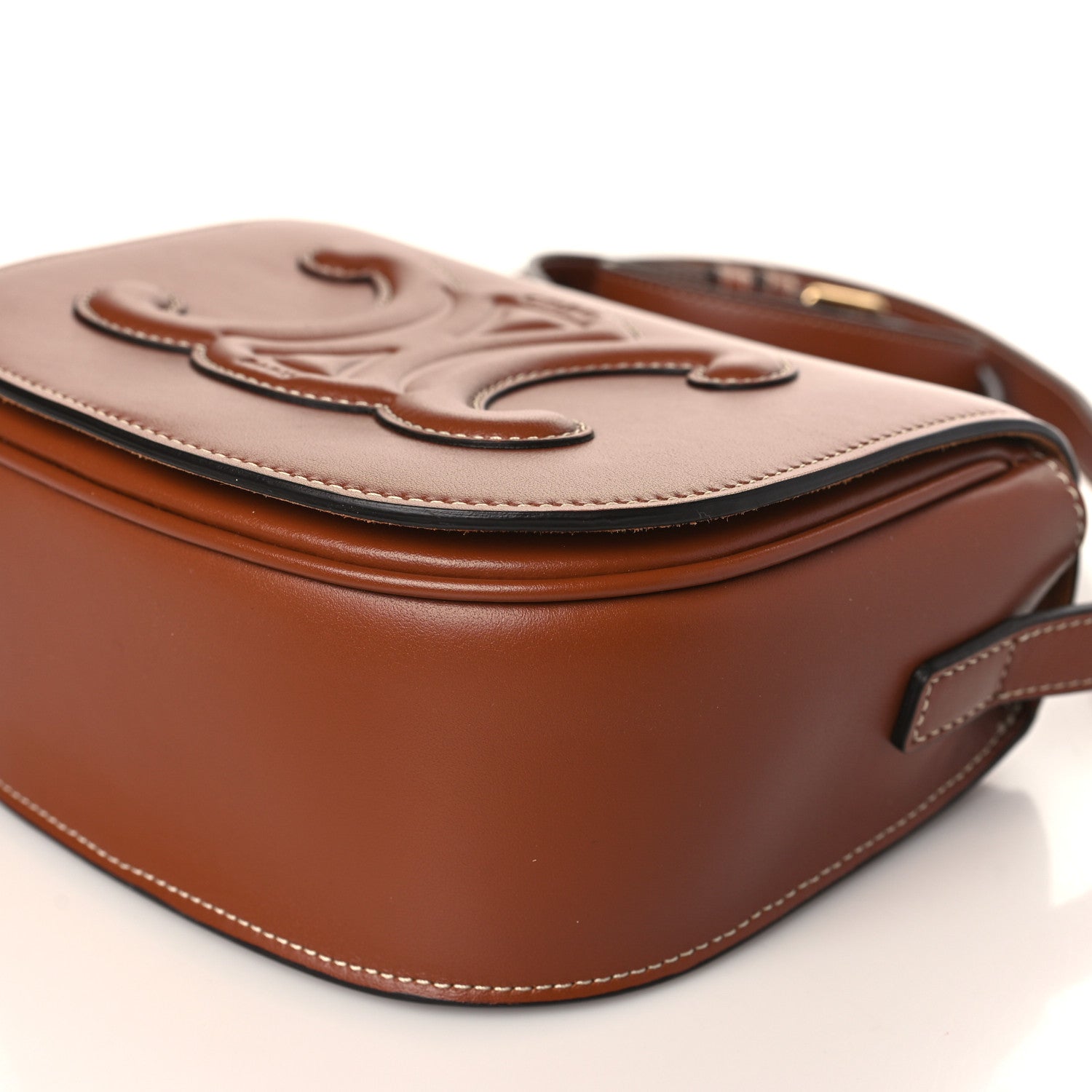 Celine Smooth Calfskin Cuir Triomphe Folco Crossbody Bag Tan 9 of 9