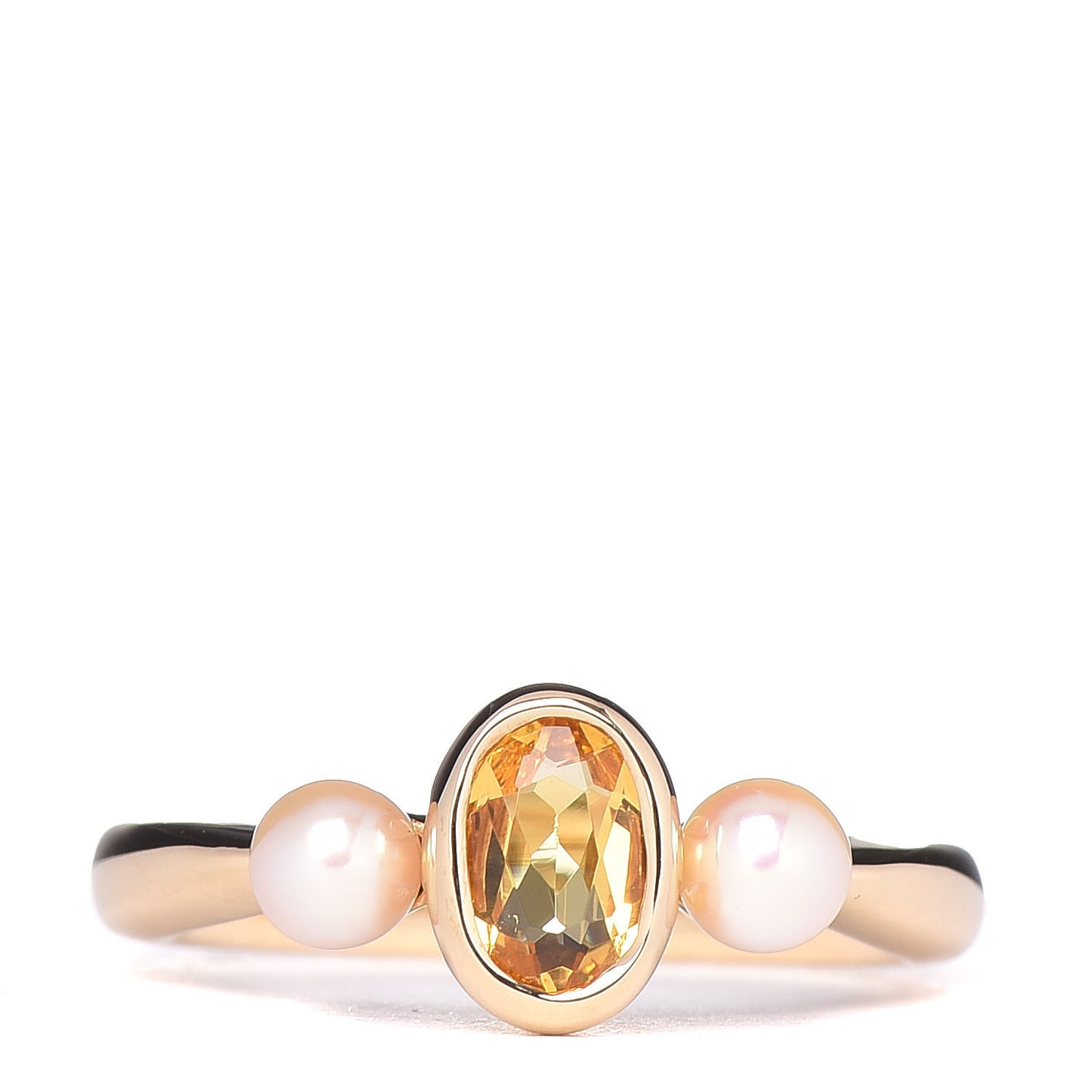 18K Yellow Gold Yellow Beryl Akoya Pearl Ring 47 4