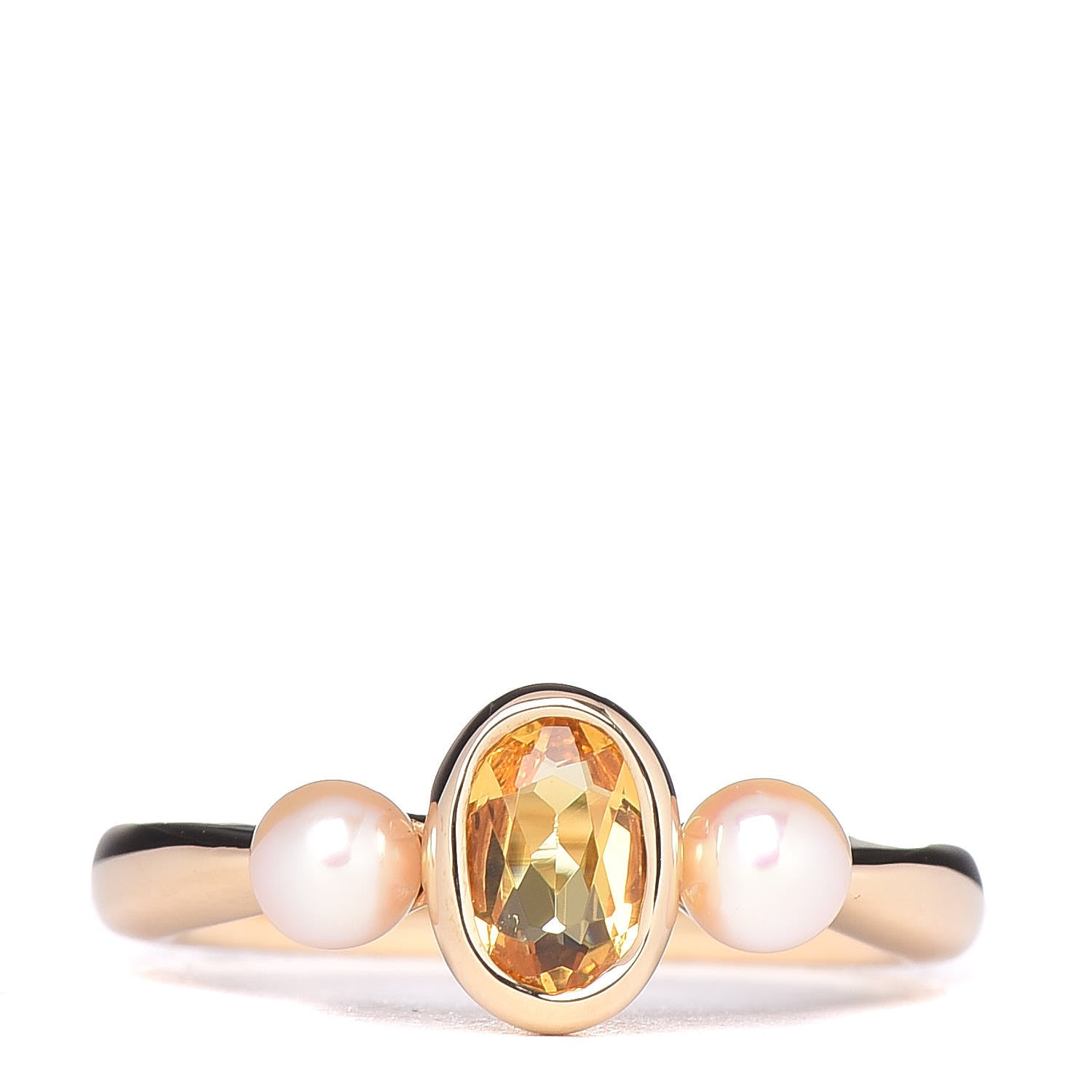 Mikimoto 18K Yellow Gold Yellow Beryl Akoya Pearl Ring 47 4 1 of 5