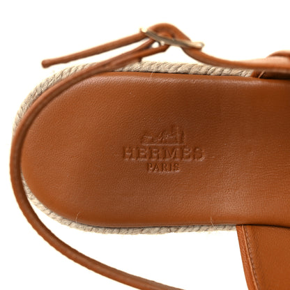Hermes Goatskin Eloise Espadrille Sandals 38 Beige Doré 7 of 9