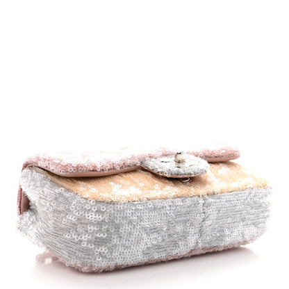 Chanel Sequin Mini Waterfall Flap Pink Blue Yellow 4 of 10