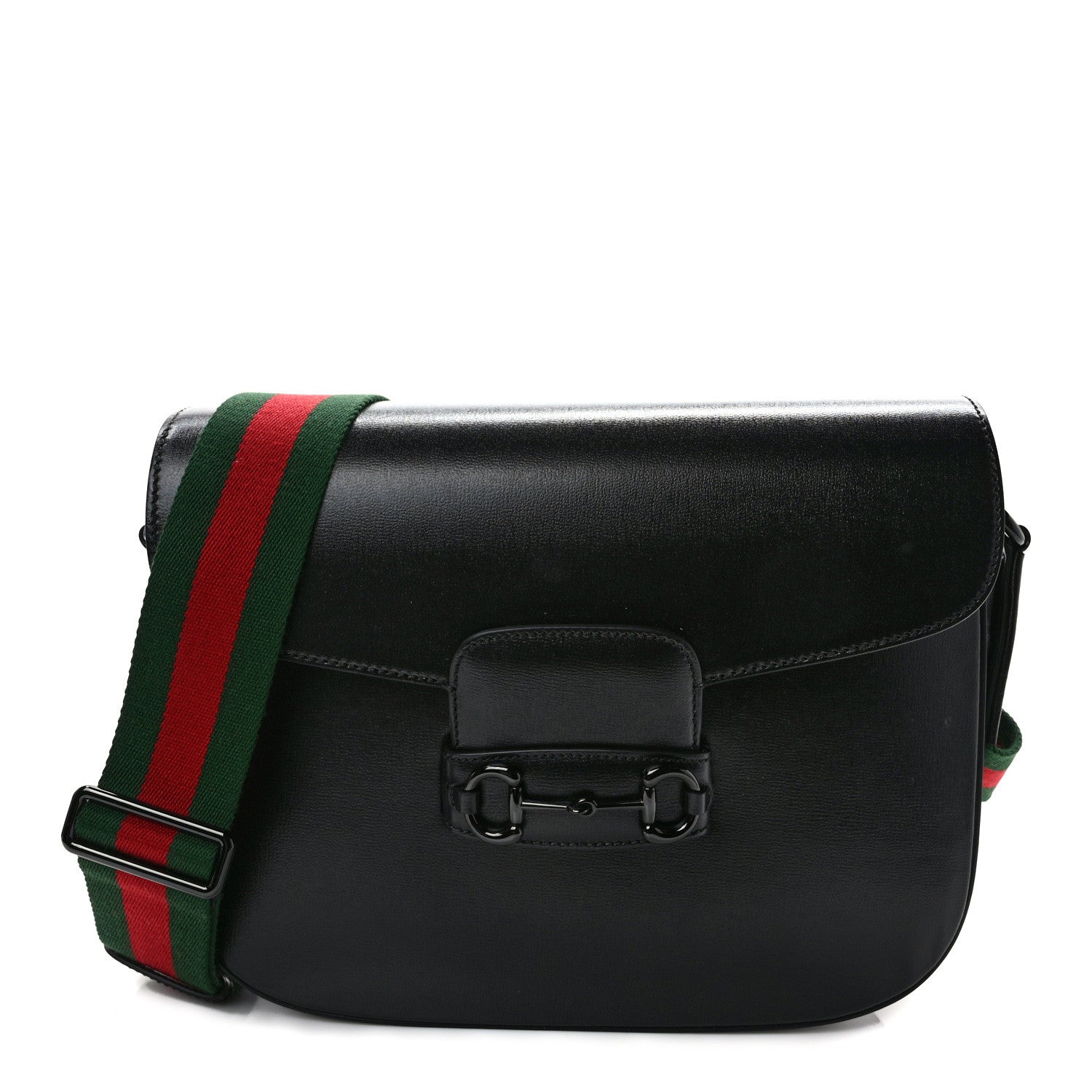 Gucci Azalea Calfskin Web Monochrome Horsebit 1955 Shoulder Bag Black 1 of 9