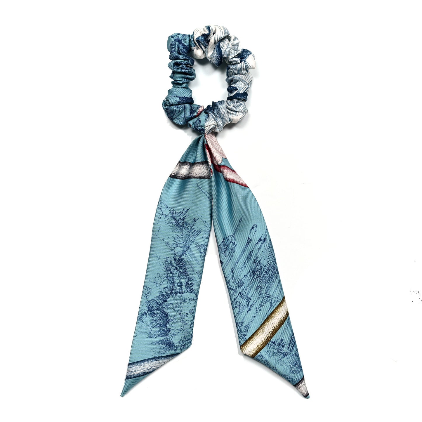 Silk Twilly Scrunchie Blue