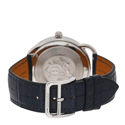 Hermes Stainless Steel Alligator 40mm Arceau Quartz Watch Bleu Abysse 3 of 5
