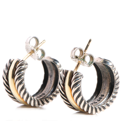 David Yurman Sterling Silver 14K Yellow Gold 16mm Cable Classics Hoop Earrings 1 of 5