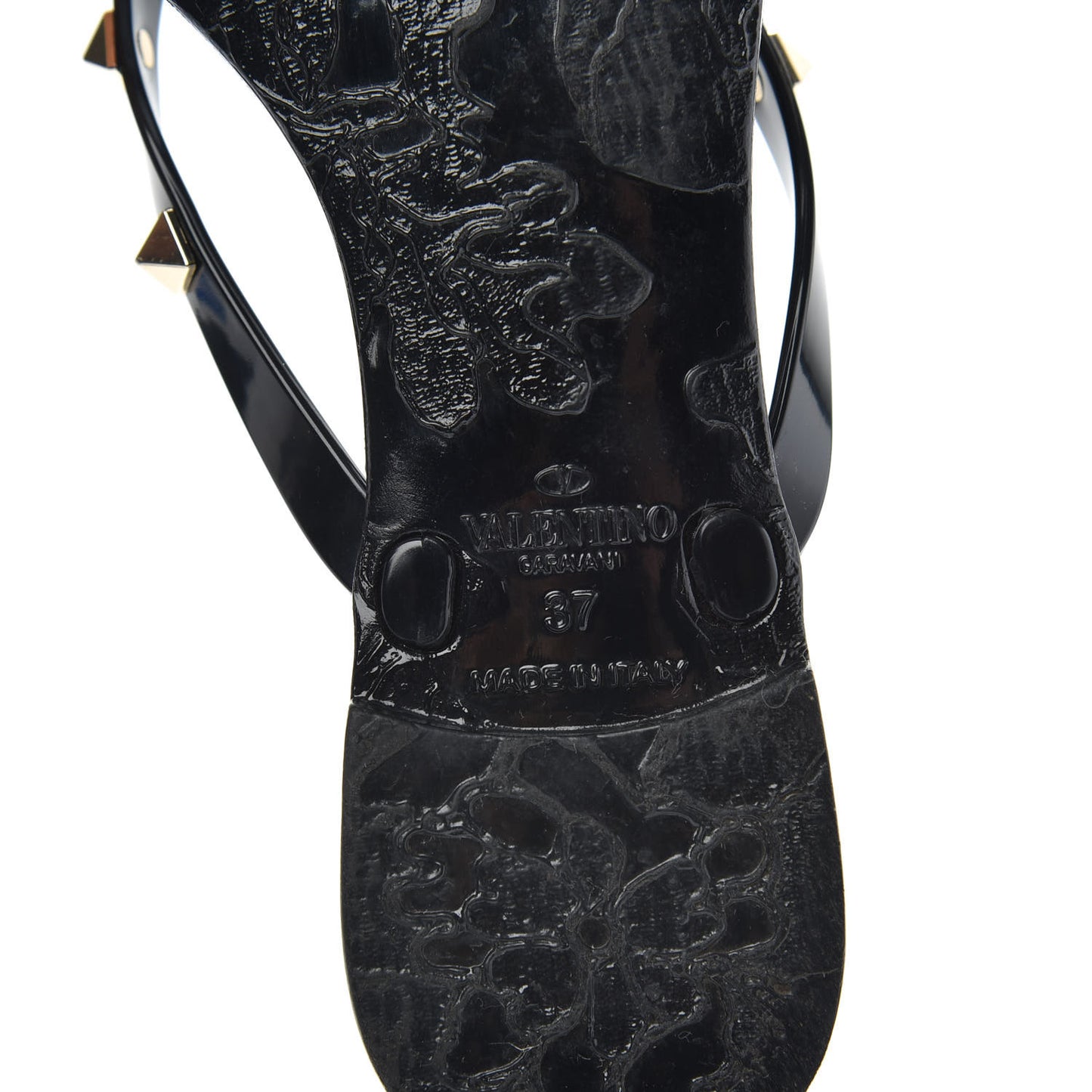 PVC Jelly Rockstud Bow Thong Sandals 37 Black