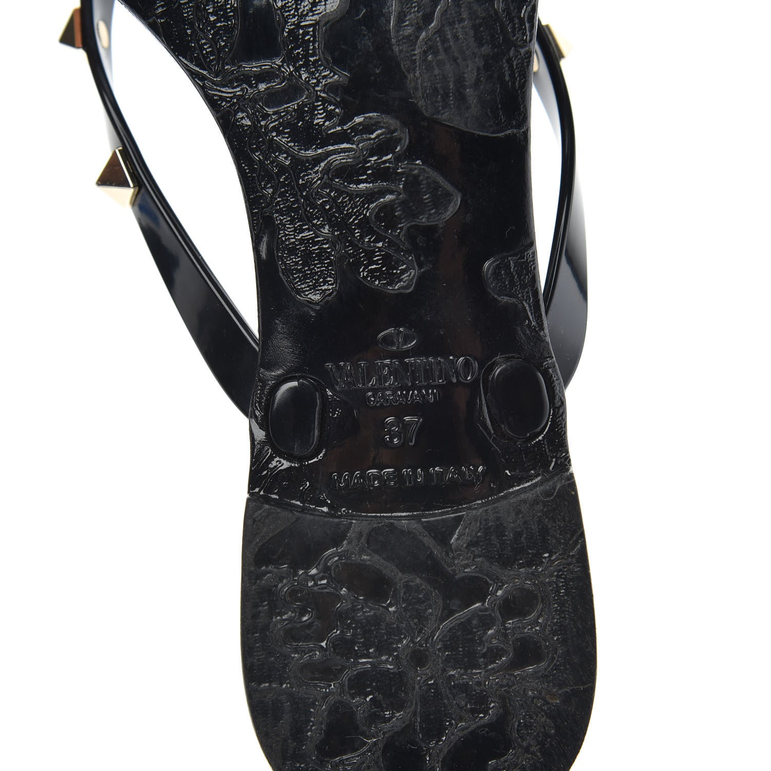 Valentino Garavani PVC Jelly Rockstud Bow Thong Sandals 37 Black 7 of 8