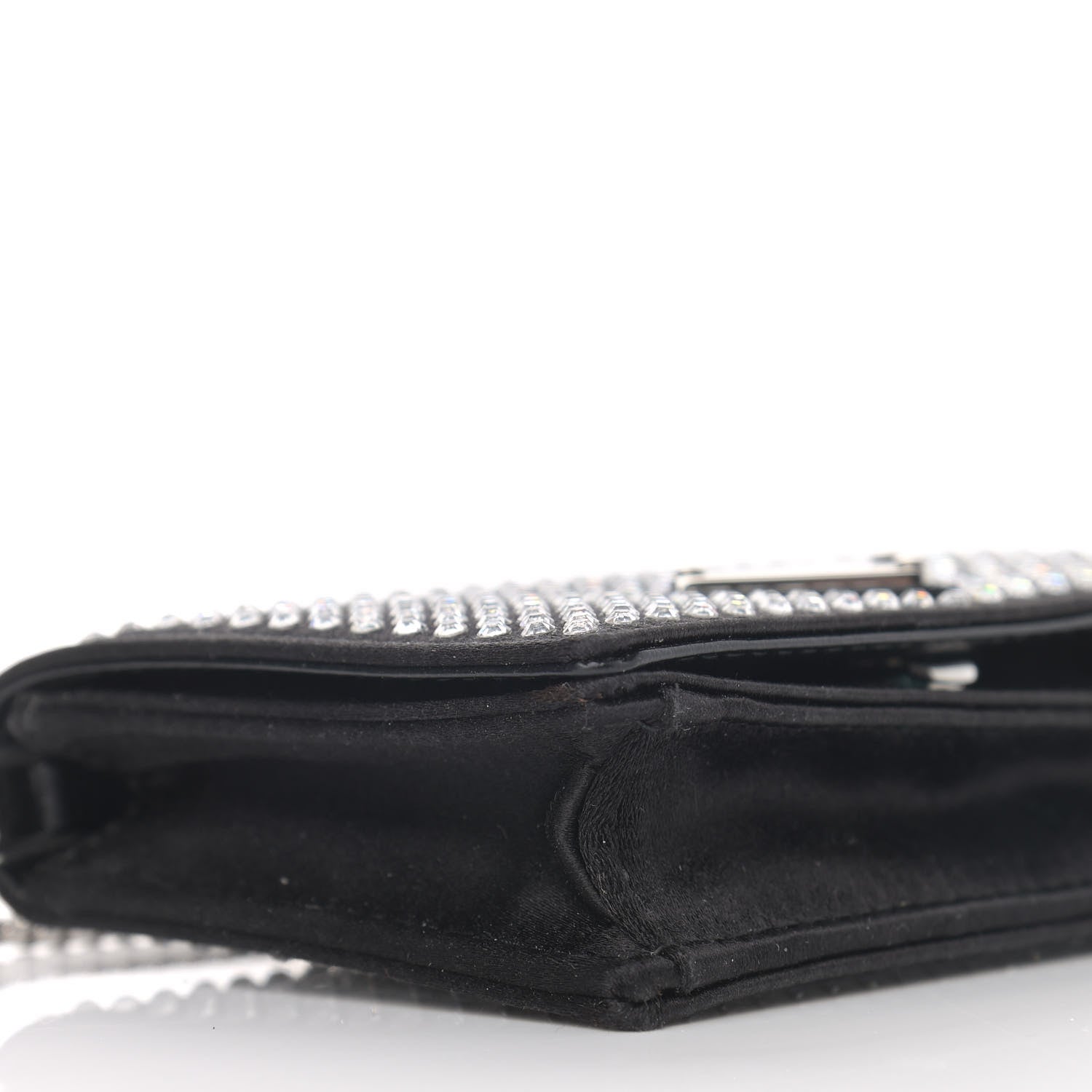 Prada Satin Crystal Metal Triangle Logo Card Holder With Strap Cristal 8 of 10