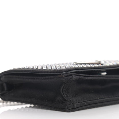 Prada Satin Crystal Metal Triangle Logo Card Holder With Strap Cristal 8 of 10