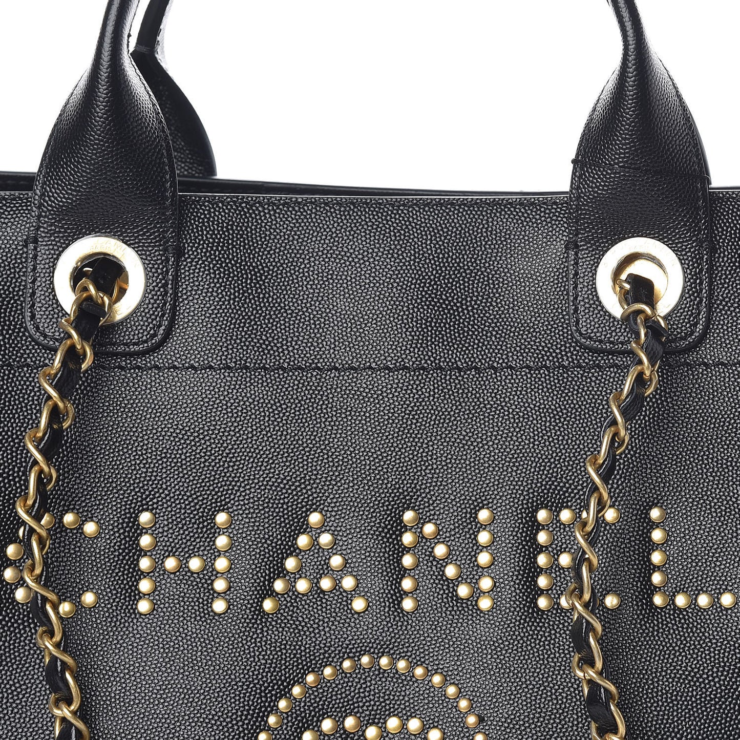 Caviar Large Studded Deauville Tote Black
