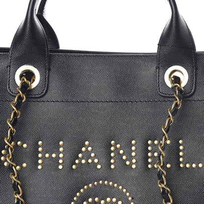 Chanel Caviar Large Studded Deauville Tote Black 8 of 11