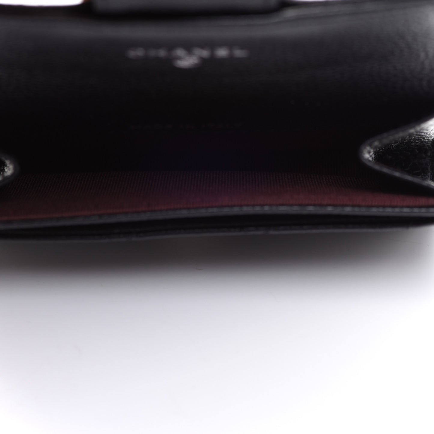 Caviar Quilted Flap Card Holder Wallet Black