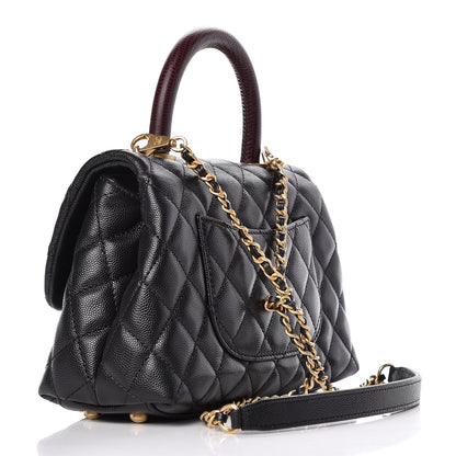 Chanel Caviar Lizard Embossed Quilted Mini Coco Handle Flap Black 4 of 10