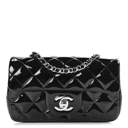 Chanel Patent Calfskin Quilted Extra Mini Rectangular Flap Black 1 of 7