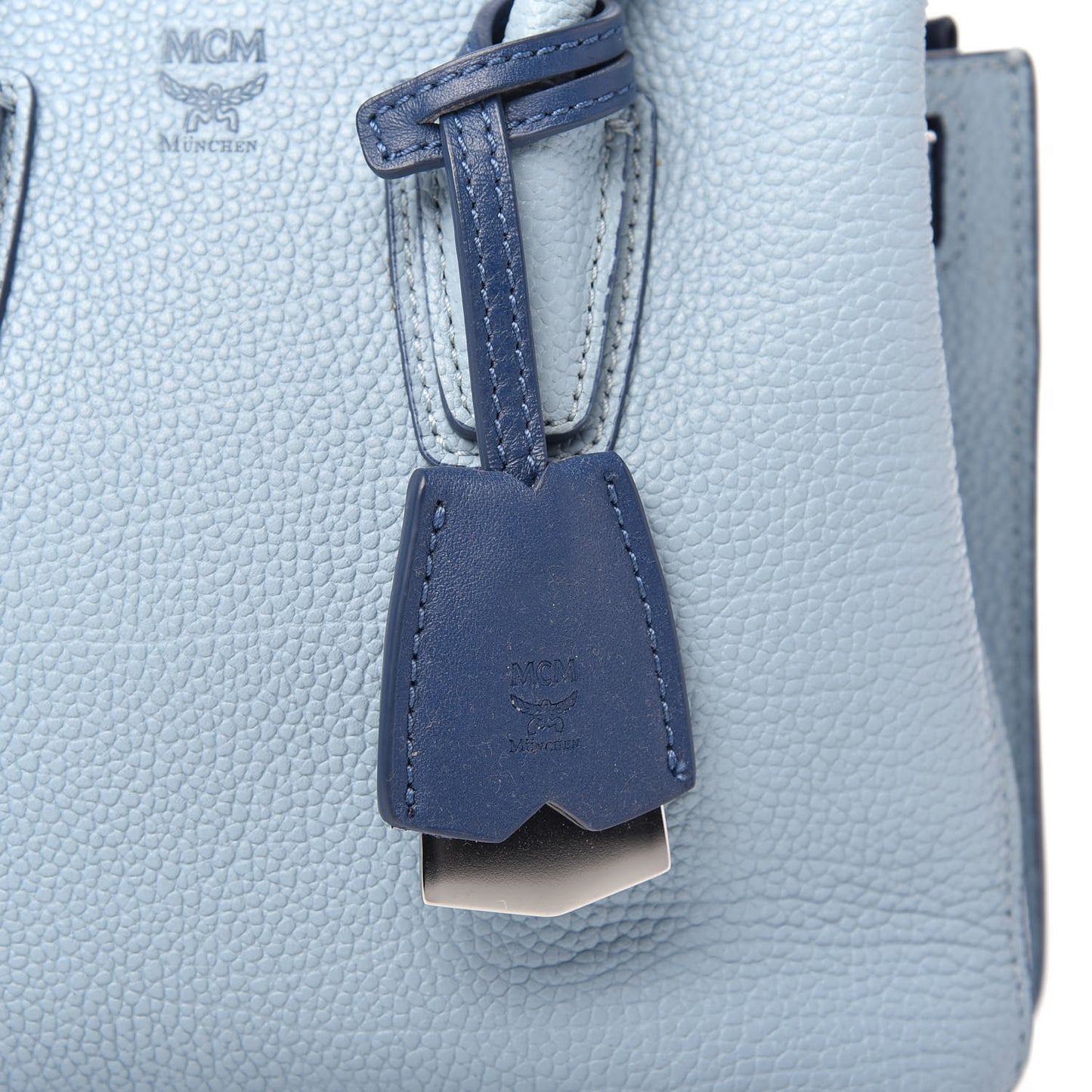 Grained Calfskin Mini Milla Tote Blue