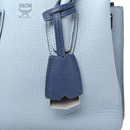 MCM Grained Calfskin Mini Milla Tote Blue 9 of 10