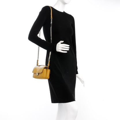Fendi Shiny Nappa Trapuntata Micro Double Baguette Amber 2 of 8