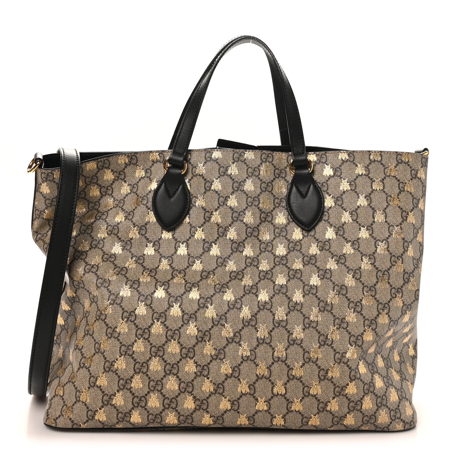 Gucci Soft GG Supreme Monogram Bees Medium Crossbody Tote Beige Oro Black 1 of 11