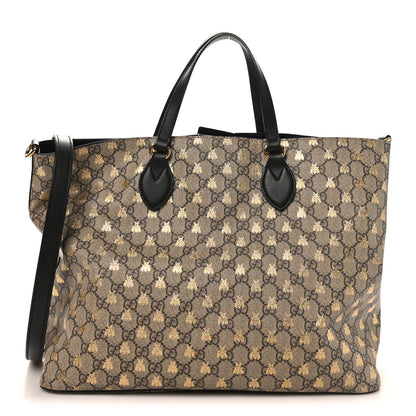 Gucci Soft GG Supreme Monogram Bees Medium Crossbody Tote Beige Oro Black 1 of 11