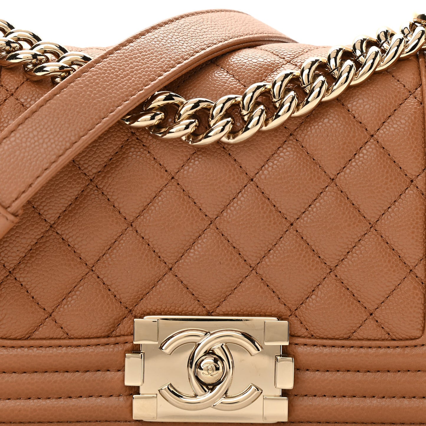 Caviar Quilted Small Boy Flap Brown