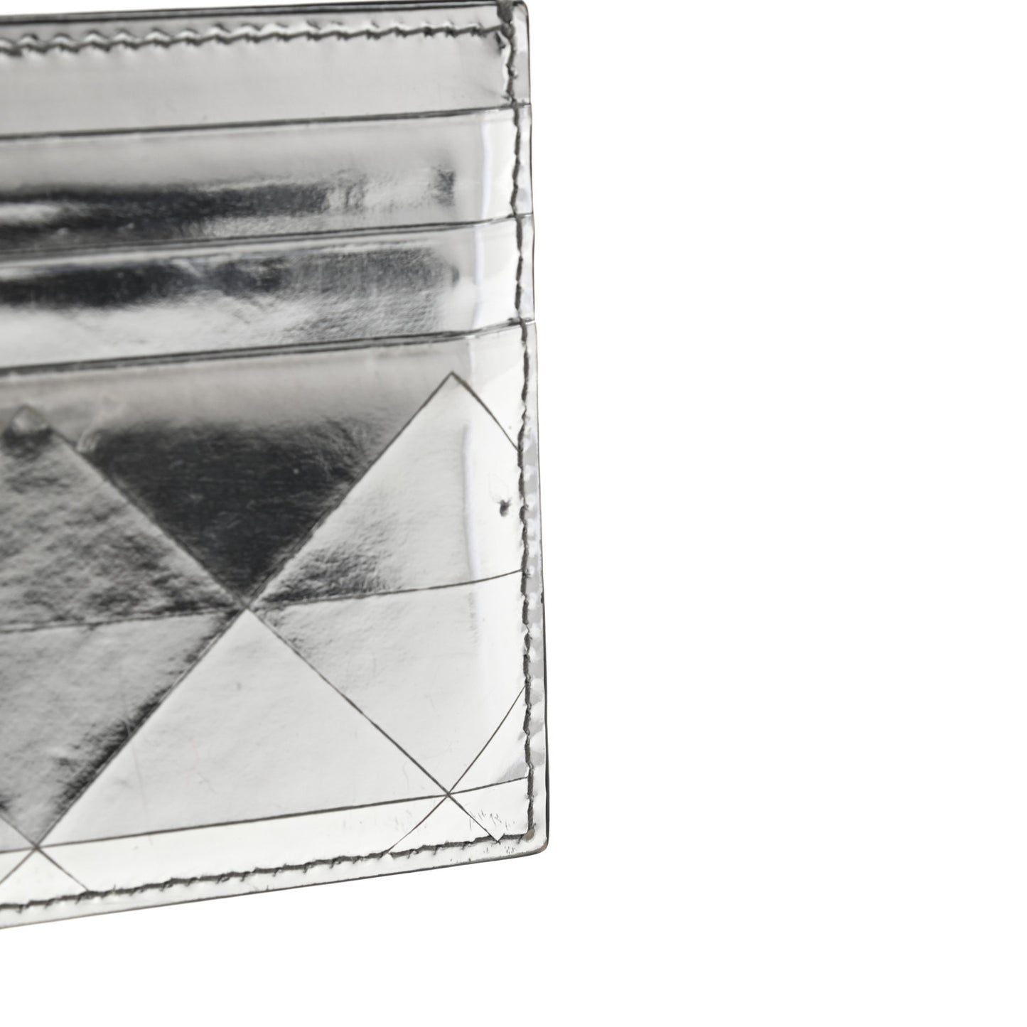 Spazzolato Triangle Patterned Card Holder Argento
