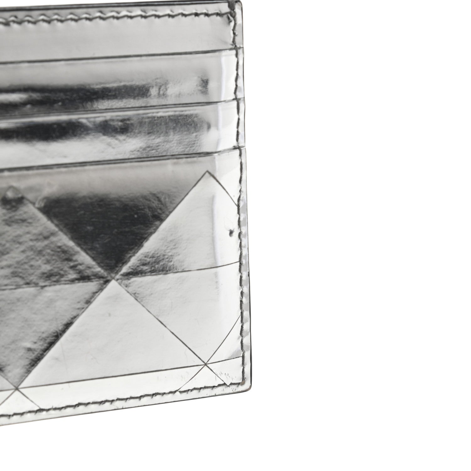 Prada Spazzolato Triangle Patterned Card Holder Argento 8 of 9