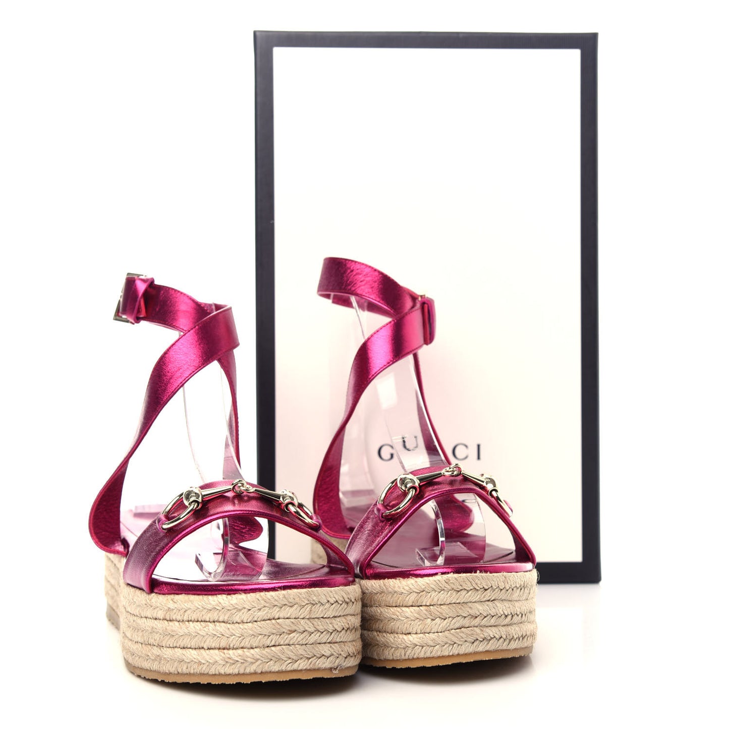 Metallic Nappa Horsebit Espadrille Sandals 37 Pink