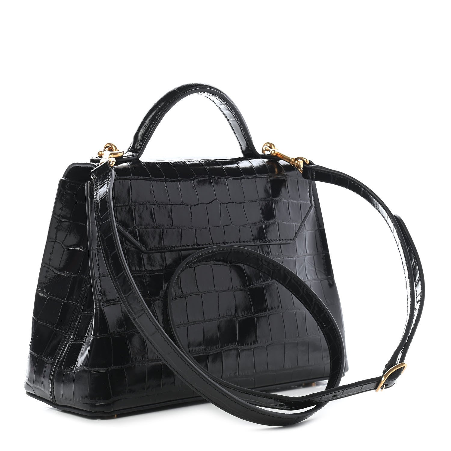 Mulberry Calfskin Crocodile Embossed Mini Seaton Black 3 of 8