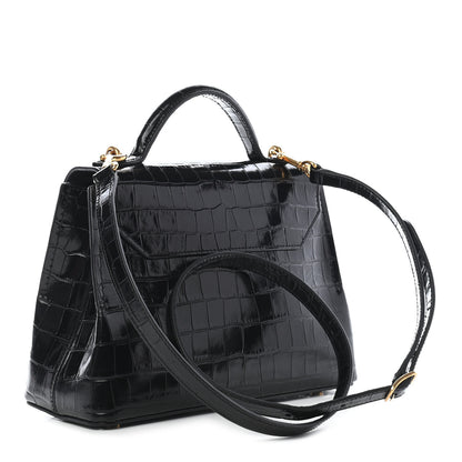 Mulberry Calfskin Crocodile Embossed Mini Seaton Black 3 of 8