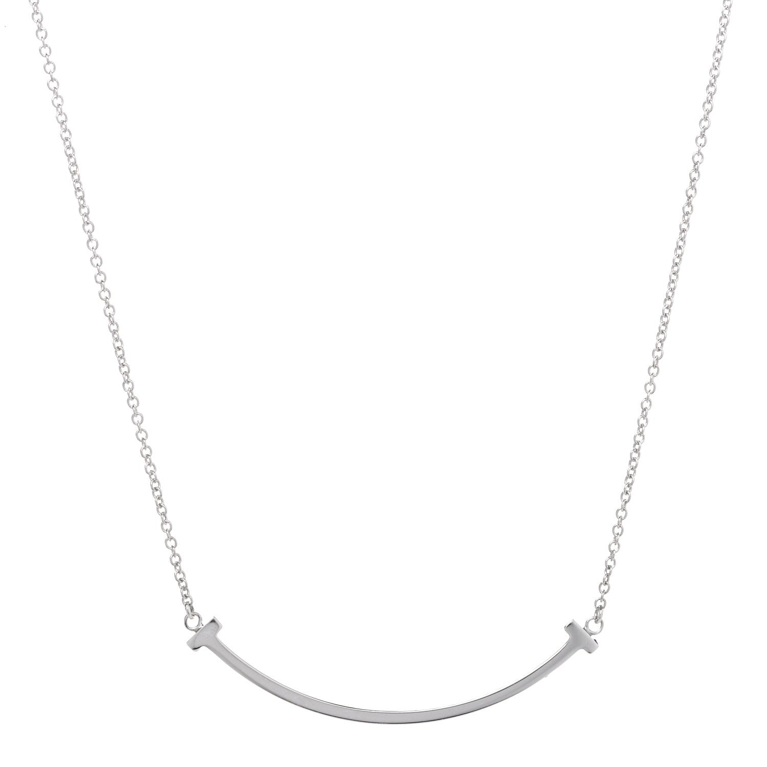Tiffany Sterling Silver Small T Smile Pendant Necklace 1 of 6