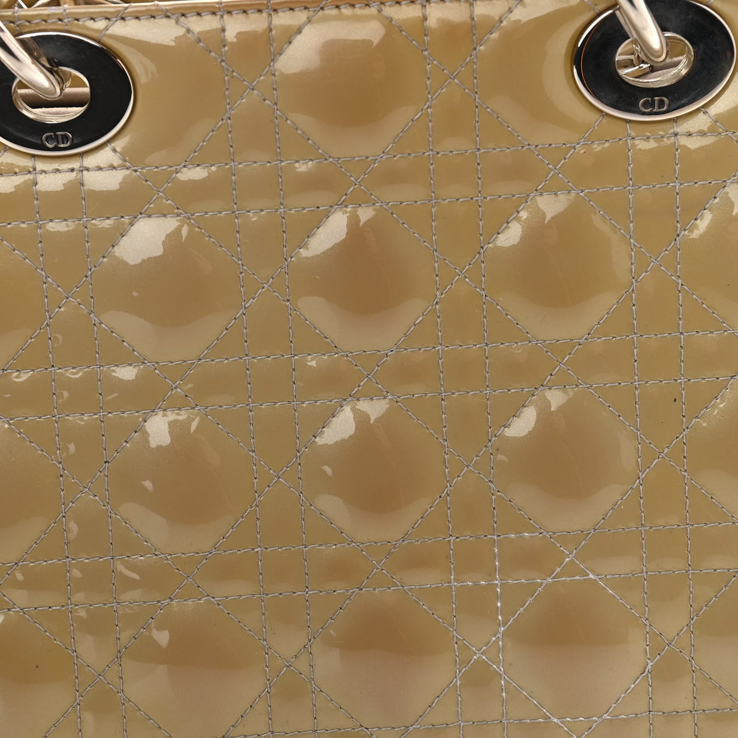 Patent Cannage Medium Lady Dior Beige