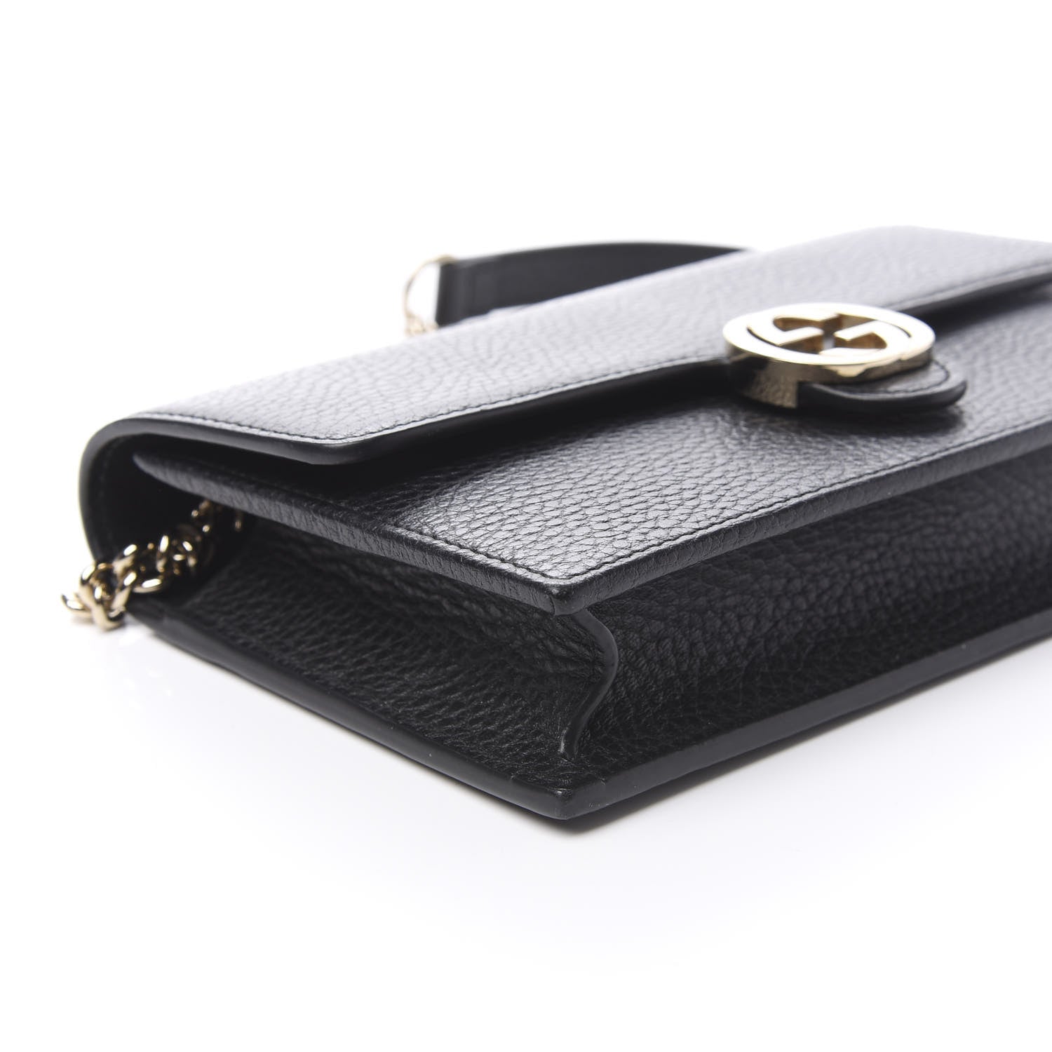 Gucci Dollar Calfskin Interlocking G Chain Wallet Black 7 of 9