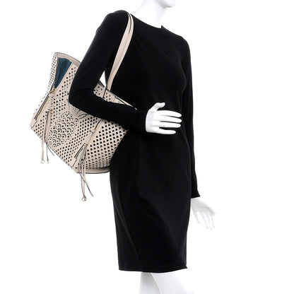 Chloe Calfskin Pineapple Perforated Medium Milo Shopping Tote Abstract White 2 of 7