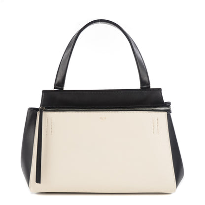 Celine Textured Calfskin Small Bi-Color Edge Shoulder Bag Black Cream 1 of 27