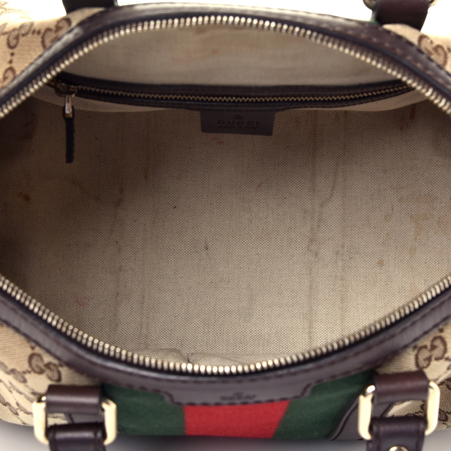 Gucci Monogram Vintage Web Medium Boston Dark Brown 6 of 10