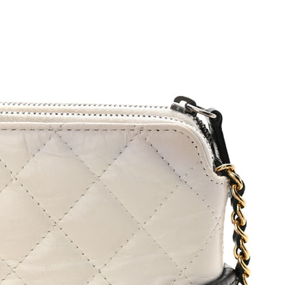Chanel Aged Calfskin Quilted Small Gabrielle Clutch With Chain White Black 14 of 16