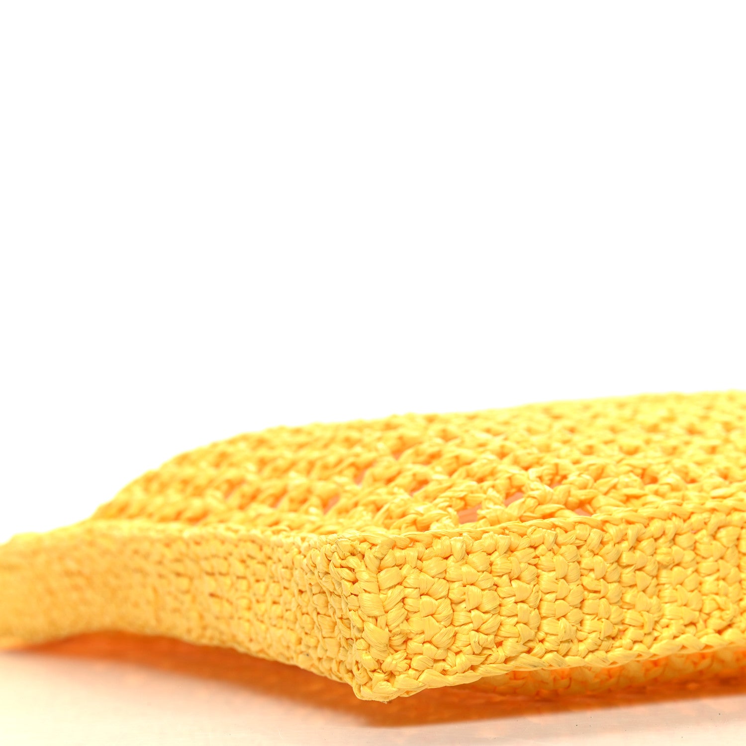 Prada Yarn Raffia Effect Crochet Logo Embroidered Tote Bag Giallo 8 of 9