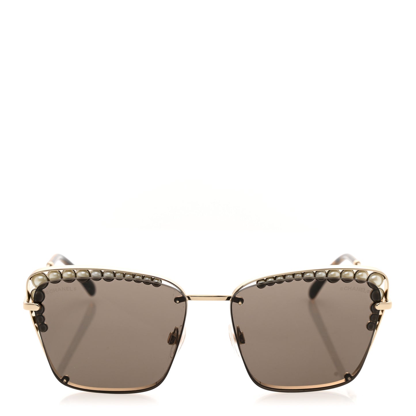 Metal Square Frame Pearl Sunglasses 4235-H Tortoise