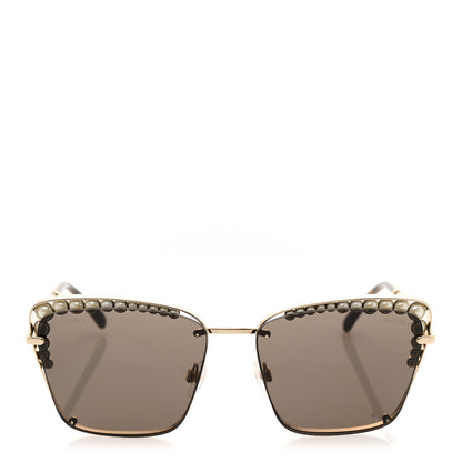 Chanel Metal Square Frame Pearl Sunglasses 4235-H Tortoise 2 of 7