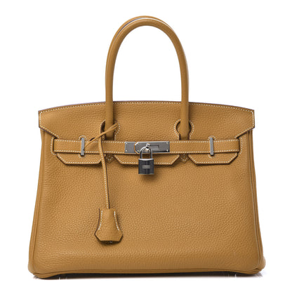 Hermes Taurillon Clemence Birkin 30 Natural Sable 1 of 14