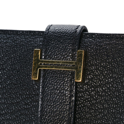 Hermes Chevre Mysore Bearn Card Holder Wallet Black 7 of 9